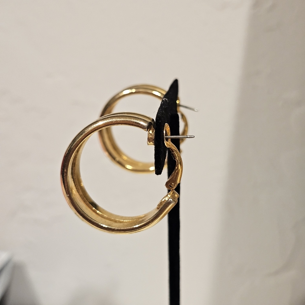 Elegant Vintage Gold Double Hoop Earrings Women's Jewelry - Picture 3 of 3